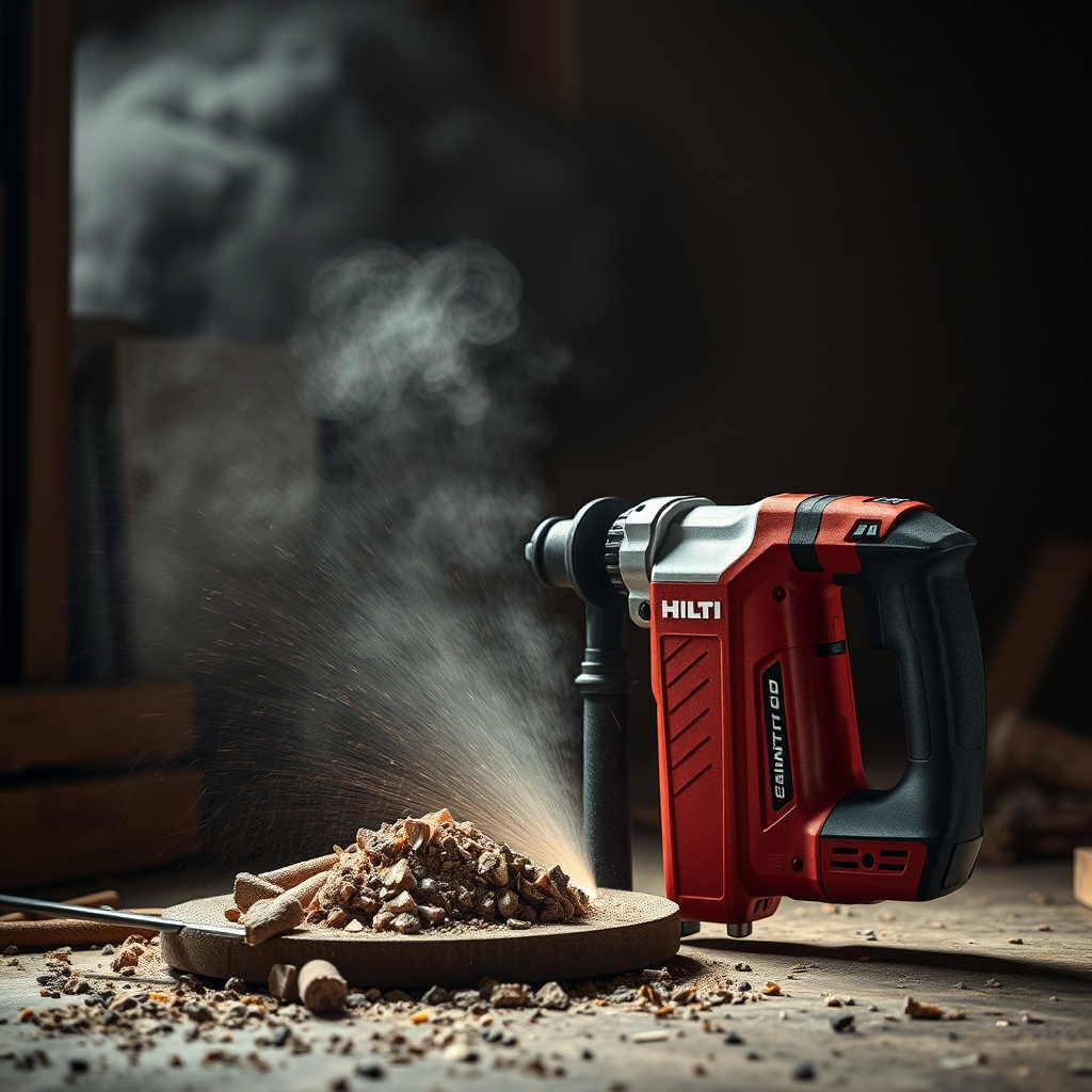 Hilti DD 160 karot makinesine bağlı toz emme hortumu ve vakum ünitesi