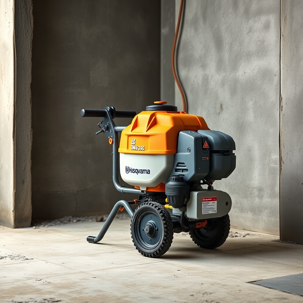 A clean photorealistic photo of Husqvarna DMS 240 placed on a construction site