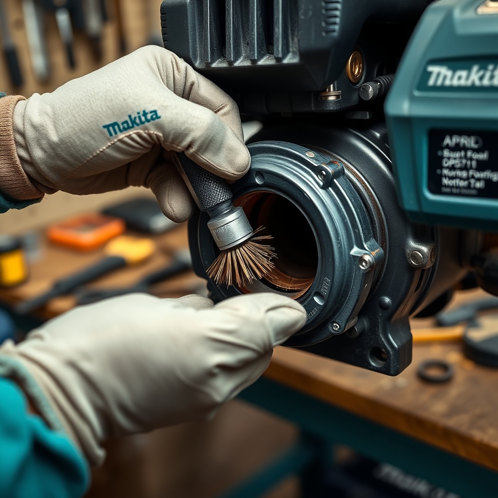 Clean photorealistic photo of a hands-on view: a person wearing work gloves holding a smal